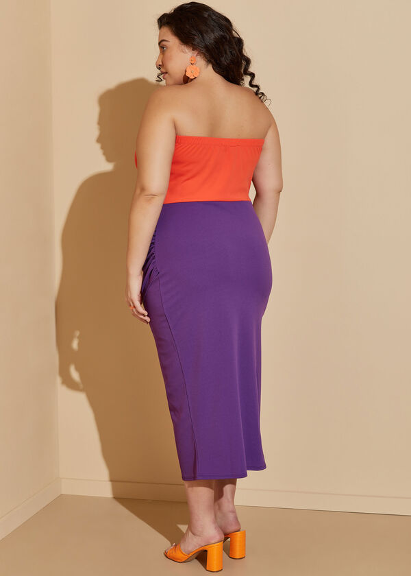 Strapless Two Tone Bodycon Dress, Purple Magic image number 1