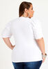 Embellished Puff Sleeve Jersey Tee, White image number 1
