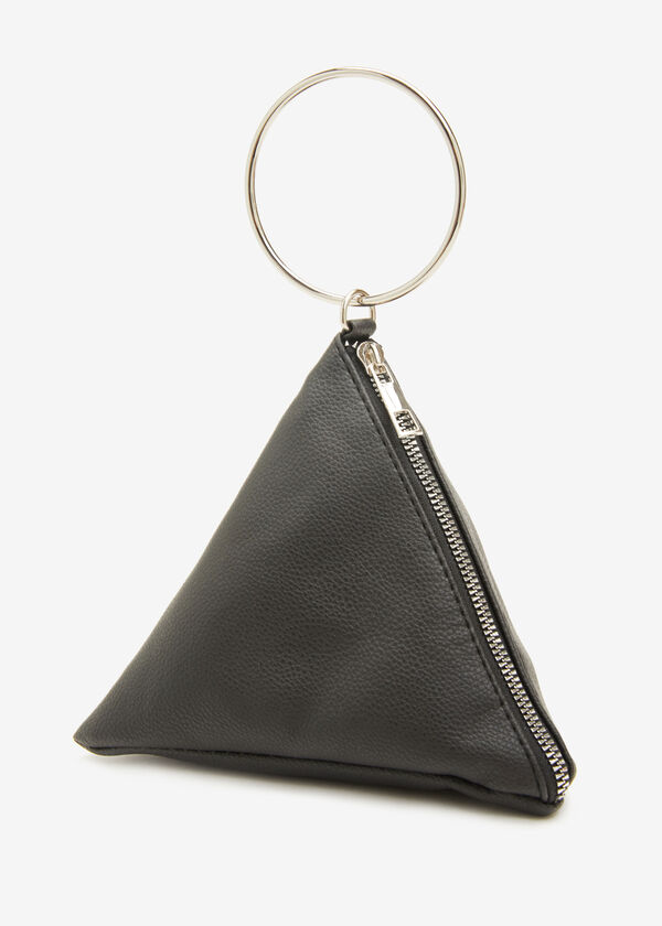 Faux Leather Pyramid Wristlet, Black image number 0
