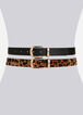 Trendy Plus Size Accessories Faux Leather & Leopard Pony Hair Belt Set image number 0