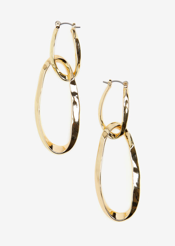 Twisted Gold Tone Link Earrings, Gold image number 0