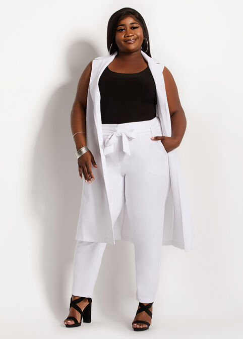 White Belted High Waist Skinny, White image number 2