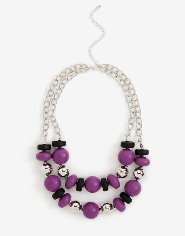 Purple Mix Bead 2 Row Necklace, Purple Magic image number 1
