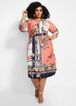 Belted Scarf Midi Shirtdress, Coral image number 2