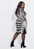 Jacquard Knit Bodycon Dress, Black Combo image number 1