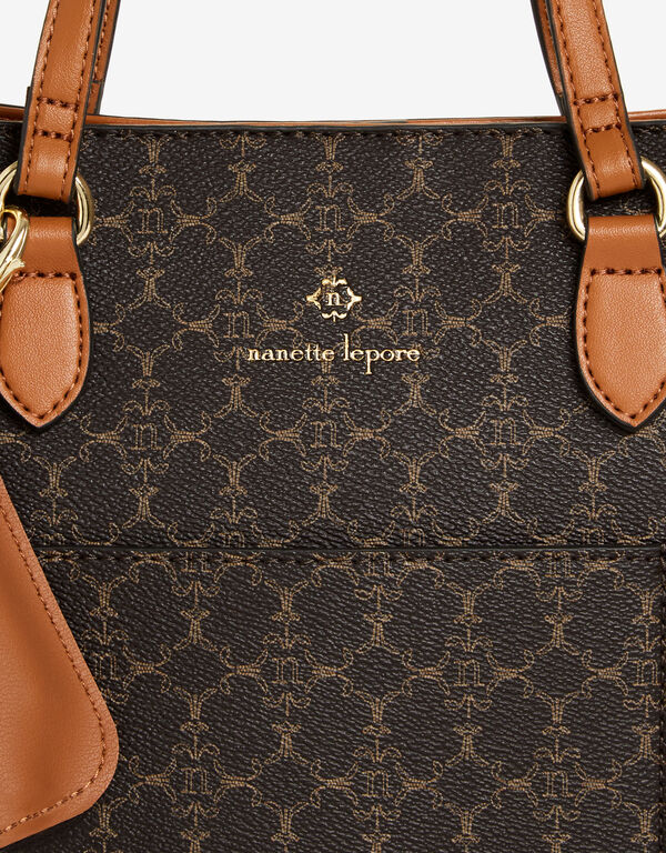 Nanette Lepore Ariela Logo Tote, Chocolate Brown image number 1