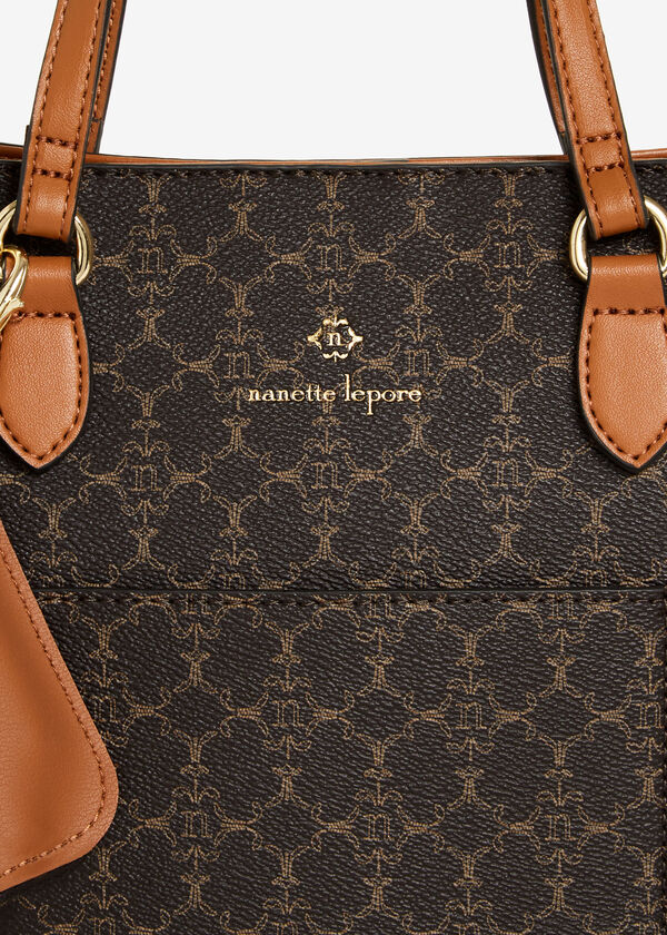 Nanette Lepore Ariela Logo Tote, Chocolate Brown image number 1
