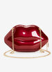 Patent Faux Leather Lips Chain Bag, Red image number 1
