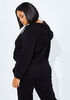French Terry Faux Wrap Hoodie, Black image number 1