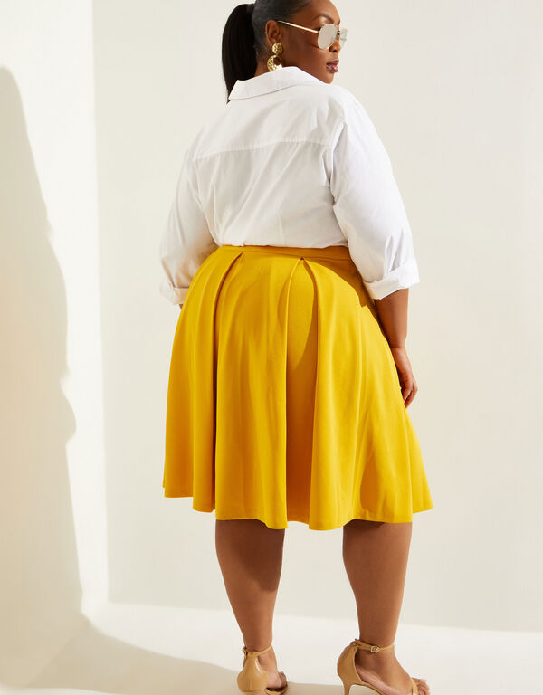 Pleated Crepe A Line Skirt, Nugget Gold image number 1