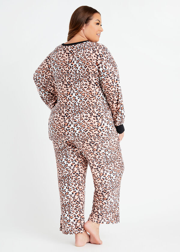 Anne Klein Leopard Pajama Set, Natural Leopard image number 1