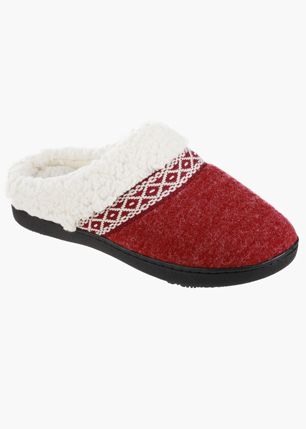 Cute Isotoner Ada Knit Faux Fur Comfy Indoor Outdoor Slippers image number 0