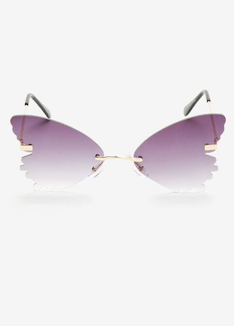 Butterfly Rimless Sunglasses, Black image number 0
