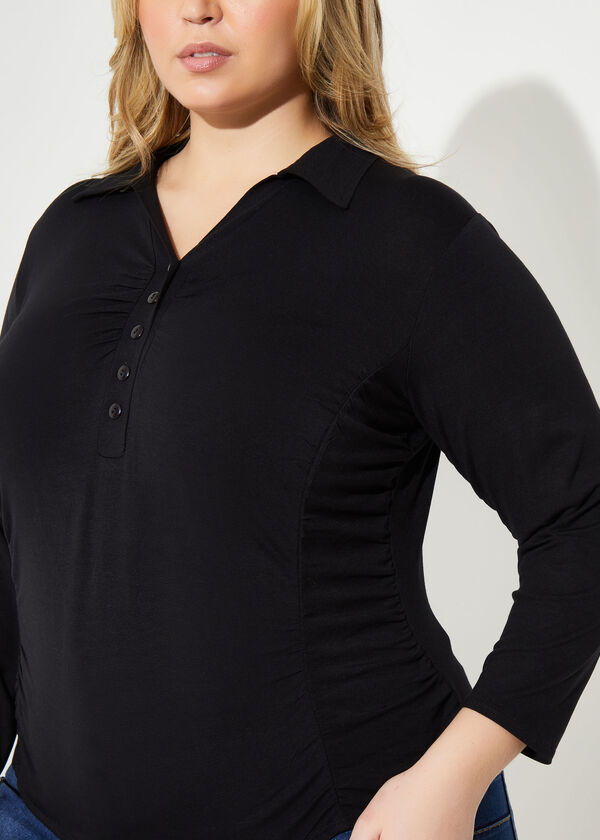 Ruched Button Detailed Top, Black image number 2