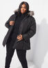 Faux Fur Hooded Puffer Coat, Black image number 0
