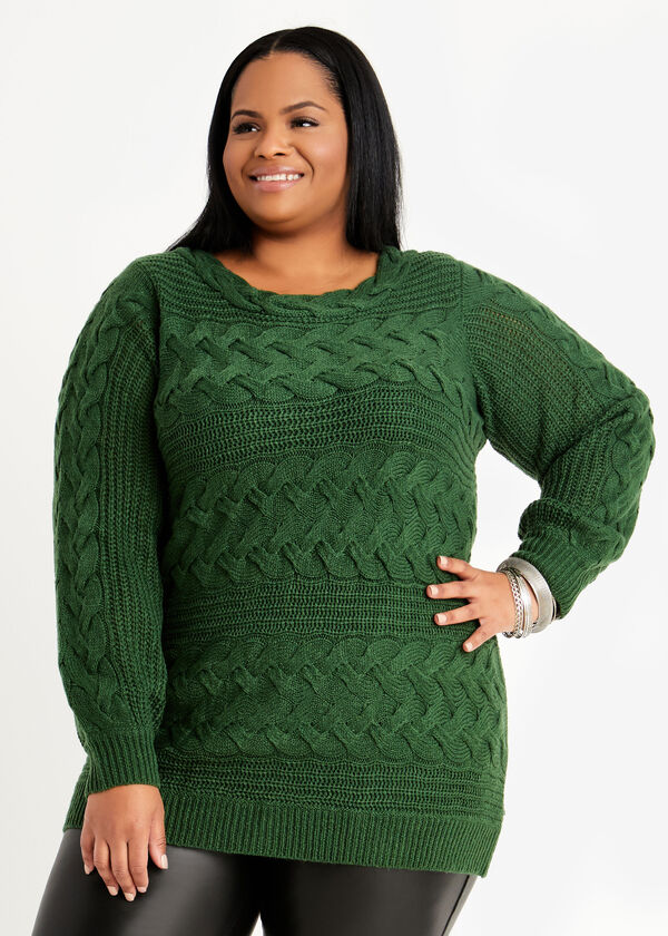 Cable Knit Boat Neck Sweater, EDEN image number 0