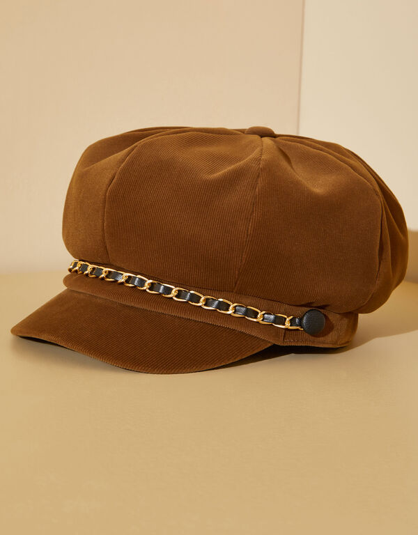 Embellished Corduroy Cabbie Hat, Camel Taupe image number 1