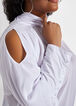 Chiffon Cold-Shoulder Tie Neck Top, White image number 2
