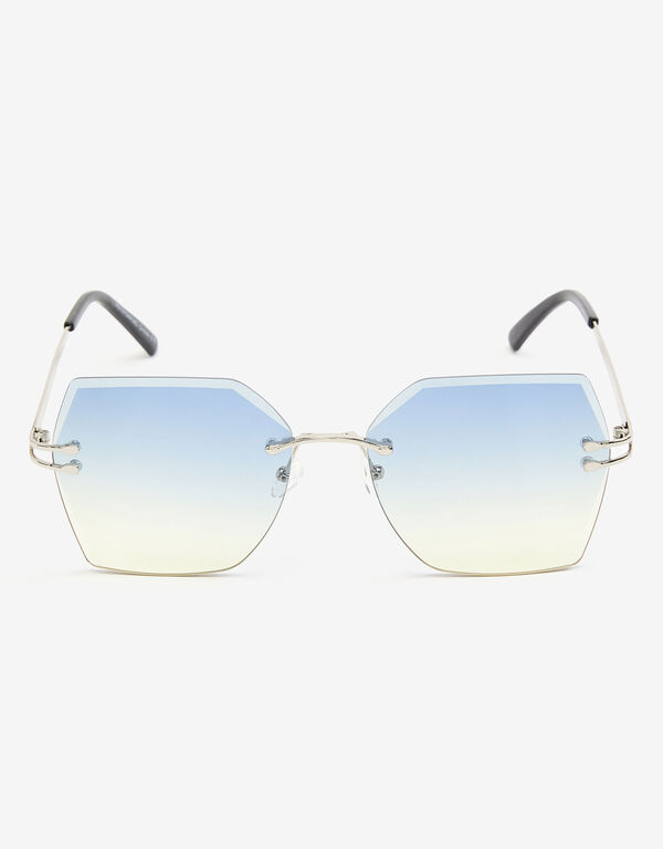 Rimless Ombre Sunglasses, Blue image number 1