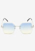 Rimless Ombre Sunglasses, Blue image number 1