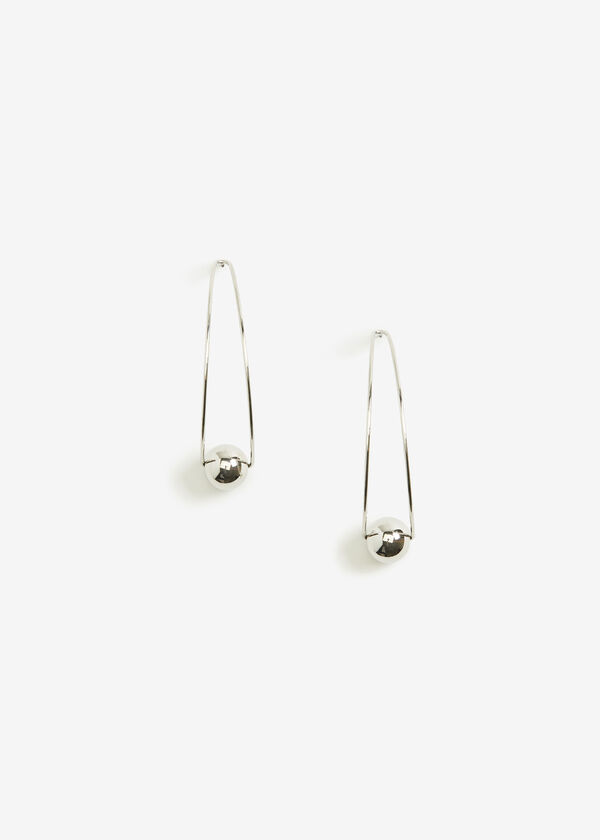 Silver Tone Bead Drop Earrings, Silver image number 0