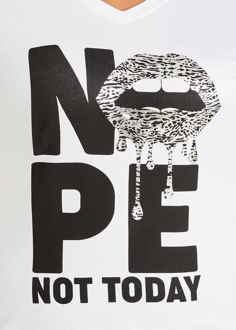 Not Today Metallic Lip Graphic Tee, White image number 1