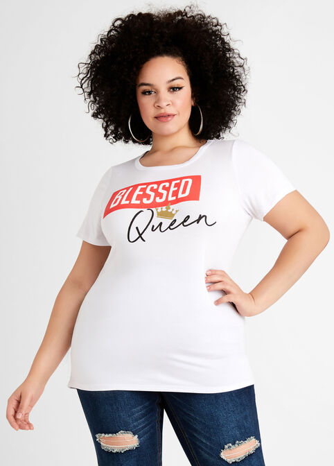 Crowned Queen Blessed Graphic Tee, White image number 0