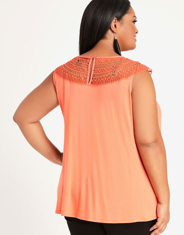 Embellished Crocheted Jersey Tunic, LIVING CORAL image number 1