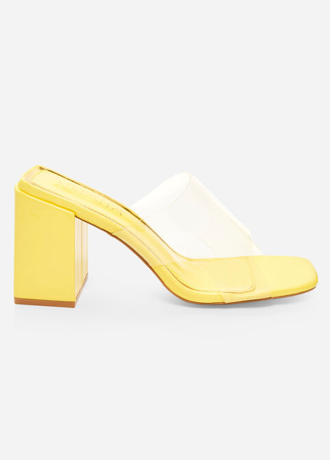 Clear Medium Width Slide Sandals, Yellow image number 1