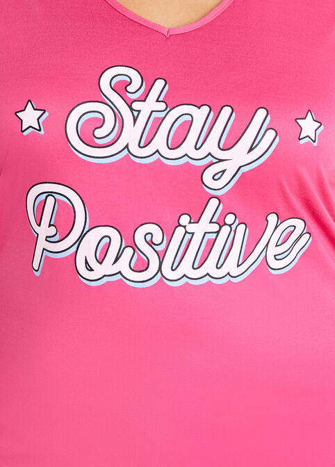 YMI Stay Positive PJ Short Set, Fuchsia image number 1