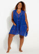 Dalin Lace Hoodie Hi Low Cover Up, Royal Blue image number 0