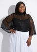 Sequin Lace Bell Sleeve Top, Black image number 2