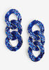 Silver Tone Chain Link Earrings, Sodalite image number 0