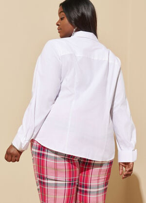 Collared Cotton Blend Shirt, White image number 1