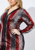 Striped Sequined Bodycon Dress, Red image number 2