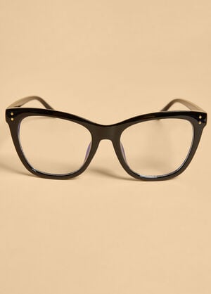 Blue Tinted Square Glasses, Black image number 1