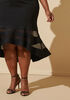 Mesh Paneled Faux Wrap Dress, Black image number 2