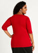 Ribbed Cutout Elbow Sleeve Sweater, Jester Red image number 1