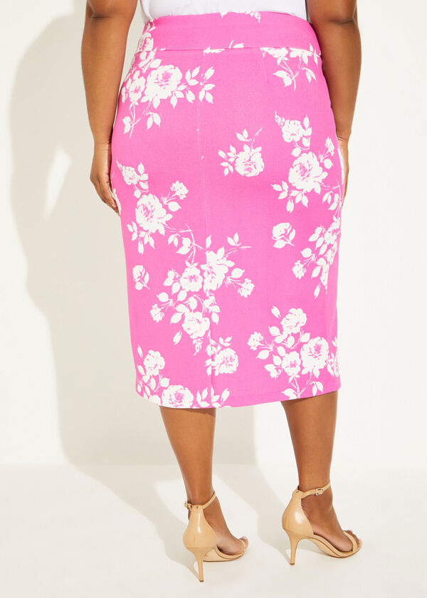 Plus Size Floral Crepe Skirts Plus Size Pencil Skirt High Waist Skirt