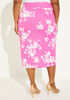 Floral Print Crepe Pencil Skirt, Pink image number 1