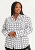 Grid Print Classic Button Up, White Black image number 0