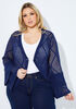 Ruffle Trimmed Crochet Cardigan, Blue Print image number 0