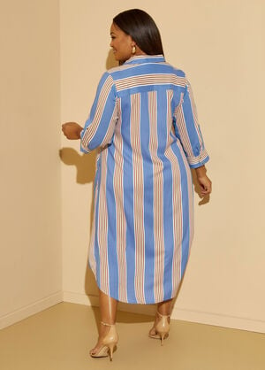 Striped Midaxi Shirtdress, Silver Lake Blue image number 1