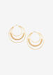 Gold Tone Triple Hoop Earrings, Gold image number 0