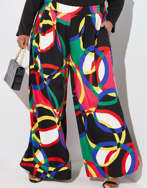 High Rise Printed Wide Leg Pants, Amazon image number 0