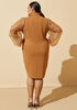 Organza Sleeved Blazer Dress, Chipmunk image number 1
