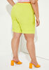 Cuffed Button Embellished Shorts, Acid Lime image number 1