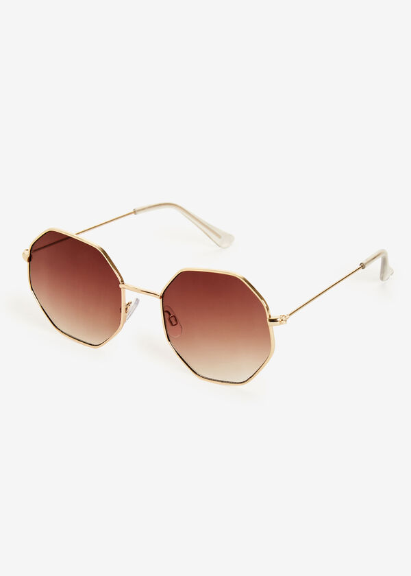Octagon Frame Sunglasses, Gold image number 1
