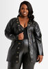Belted Grommet Faux Leather Jacket, Black image number 2