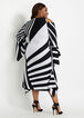 Striped Cold Shoulder Dress, Black White image number 1
